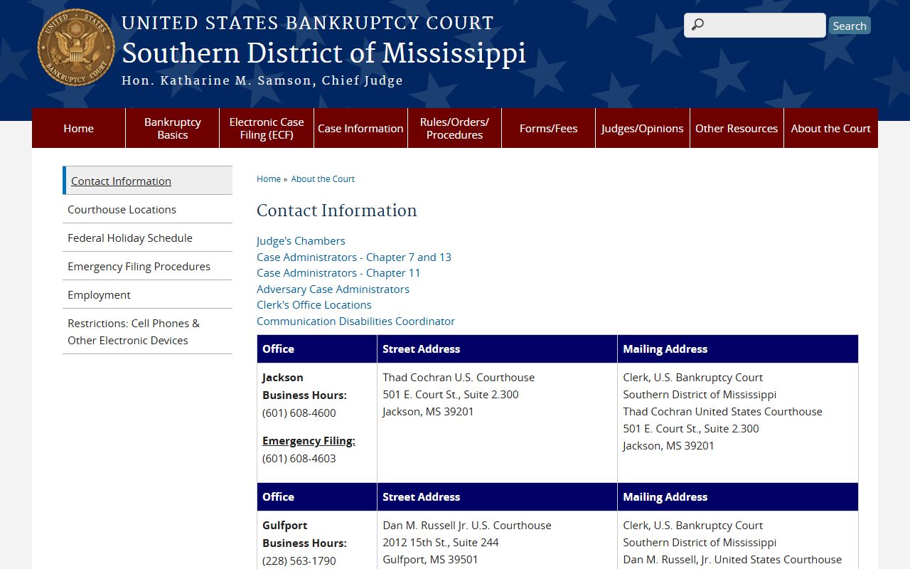 Holmes County Circuit Clerk records and federal court contact