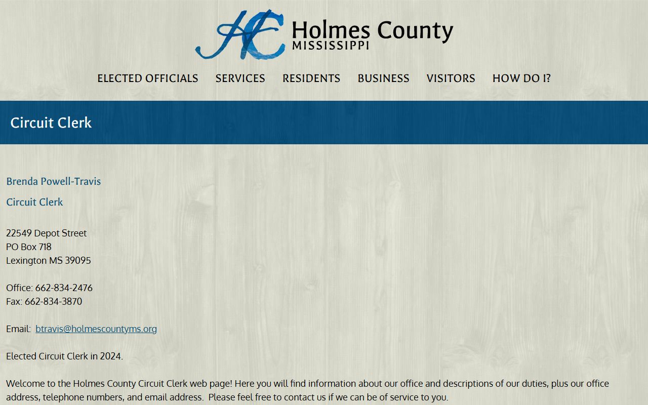 Holmes County marriage and divorce records at the Circuit Clerk office