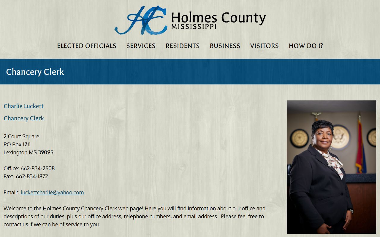 Holmes County probate records and estate filings at the Chancery Clerk office
